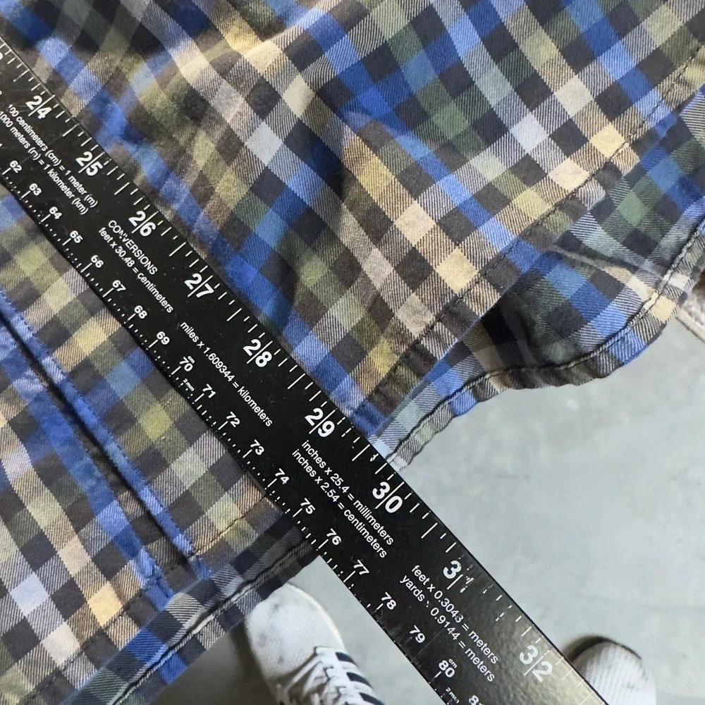 The North Face Plaid Button Down Shirt Mens Large Blue Gorpcore Hiking Outdoors